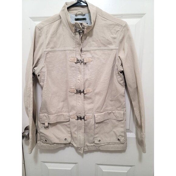Eddie Bauer Beige Cotton Jacket With Metal Toggle Closures Multiple Pockets Size - Picture 2 of 15